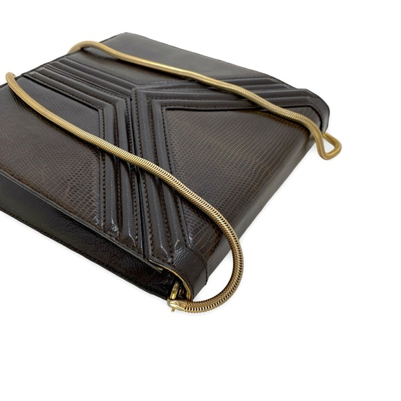 Extremely Rare YSL Yves Saint Laurent Opium Reptile Skin Shoulder Bag w/ Chain - Picture 4 of 13